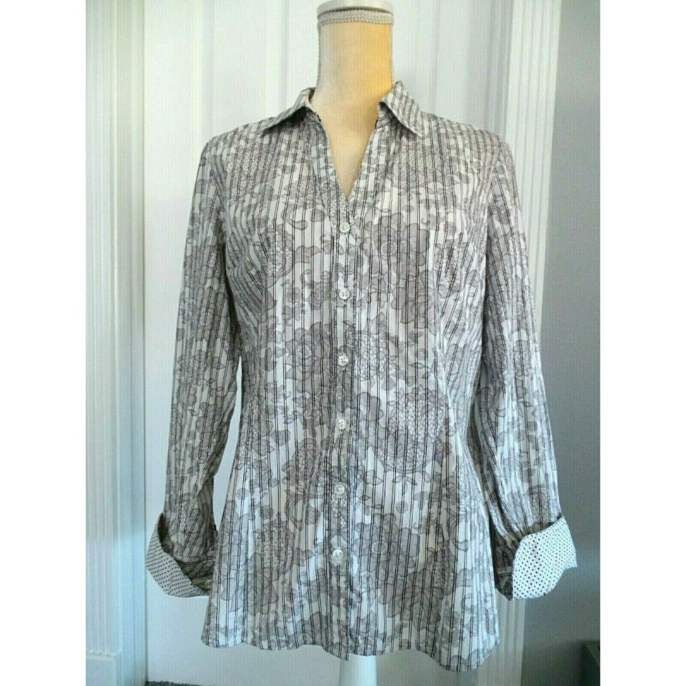 Design Studio Express Floral Stripe Button Shirt